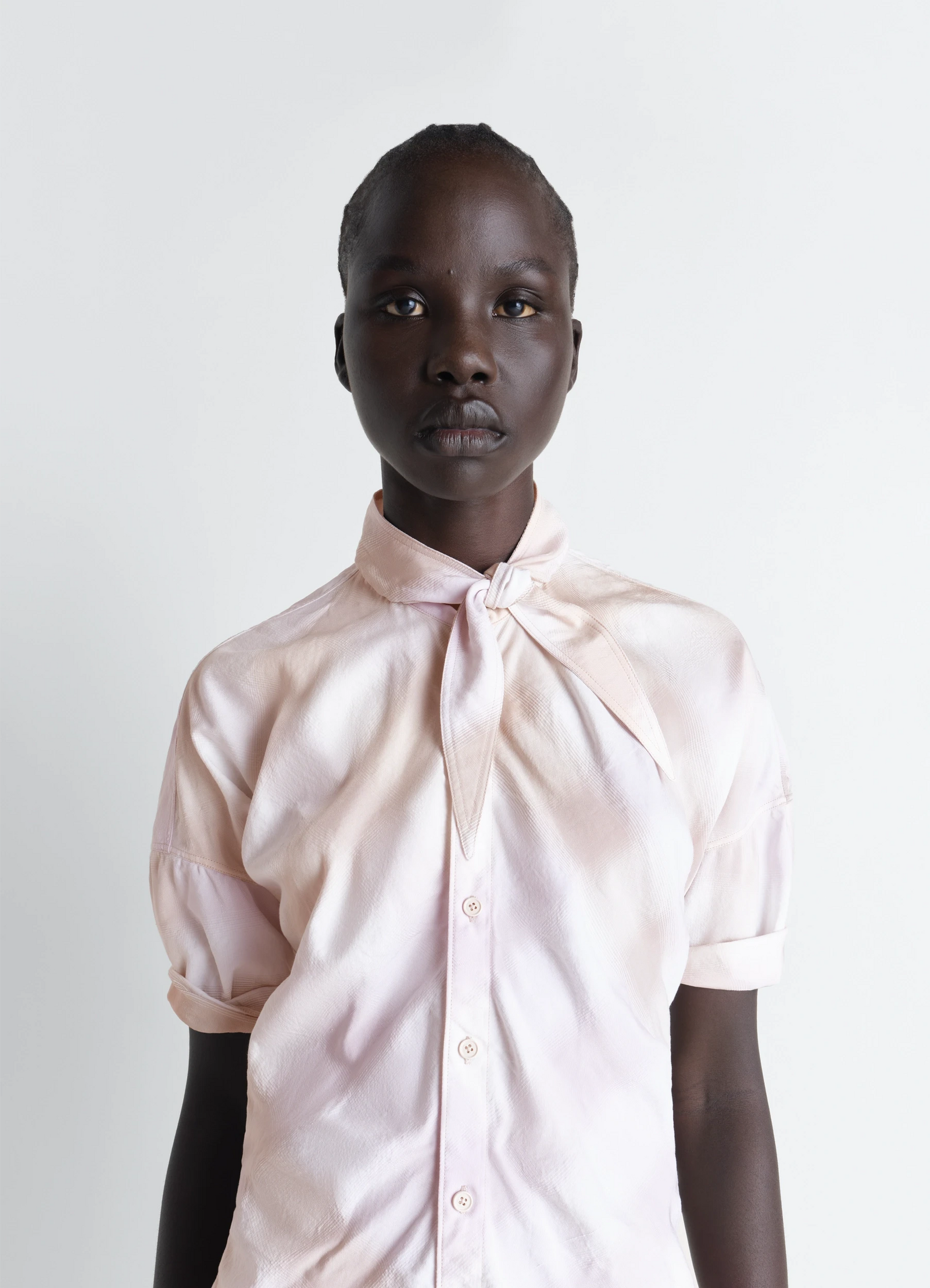 Short sleeve shirt with foulard in viscose cotton