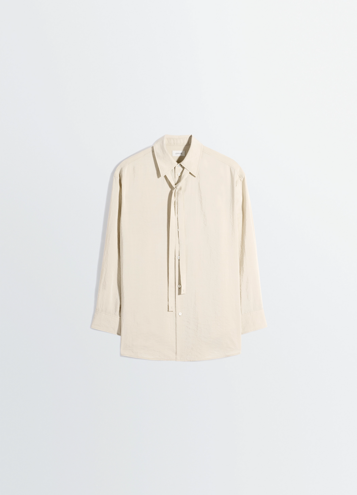 LONG SHIRT WITH TIE IN DRY SILK - Oat Milk - Dry Silk - Women