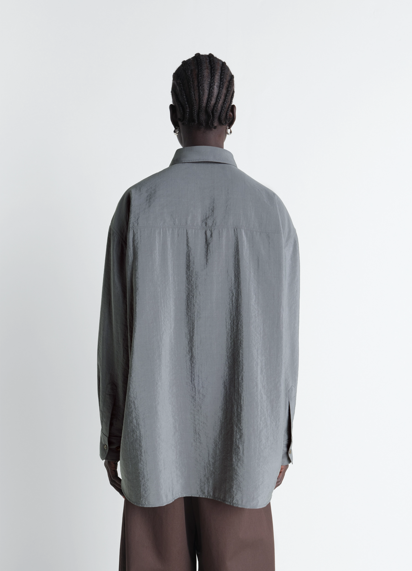 Long shirt with tie in dry silk