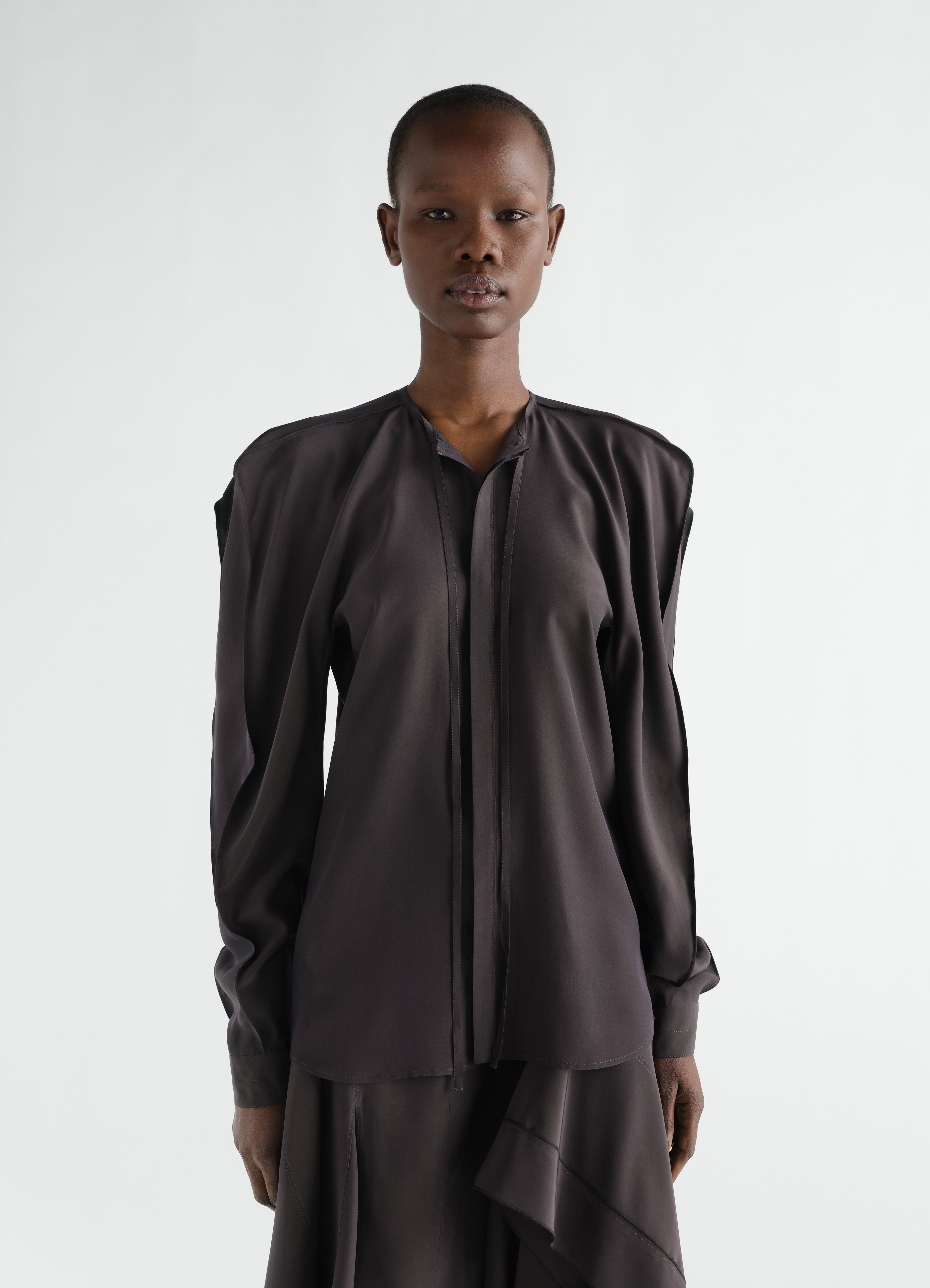 LAYERED BLOUSE IN SILK AND VISCOSE CLOTH