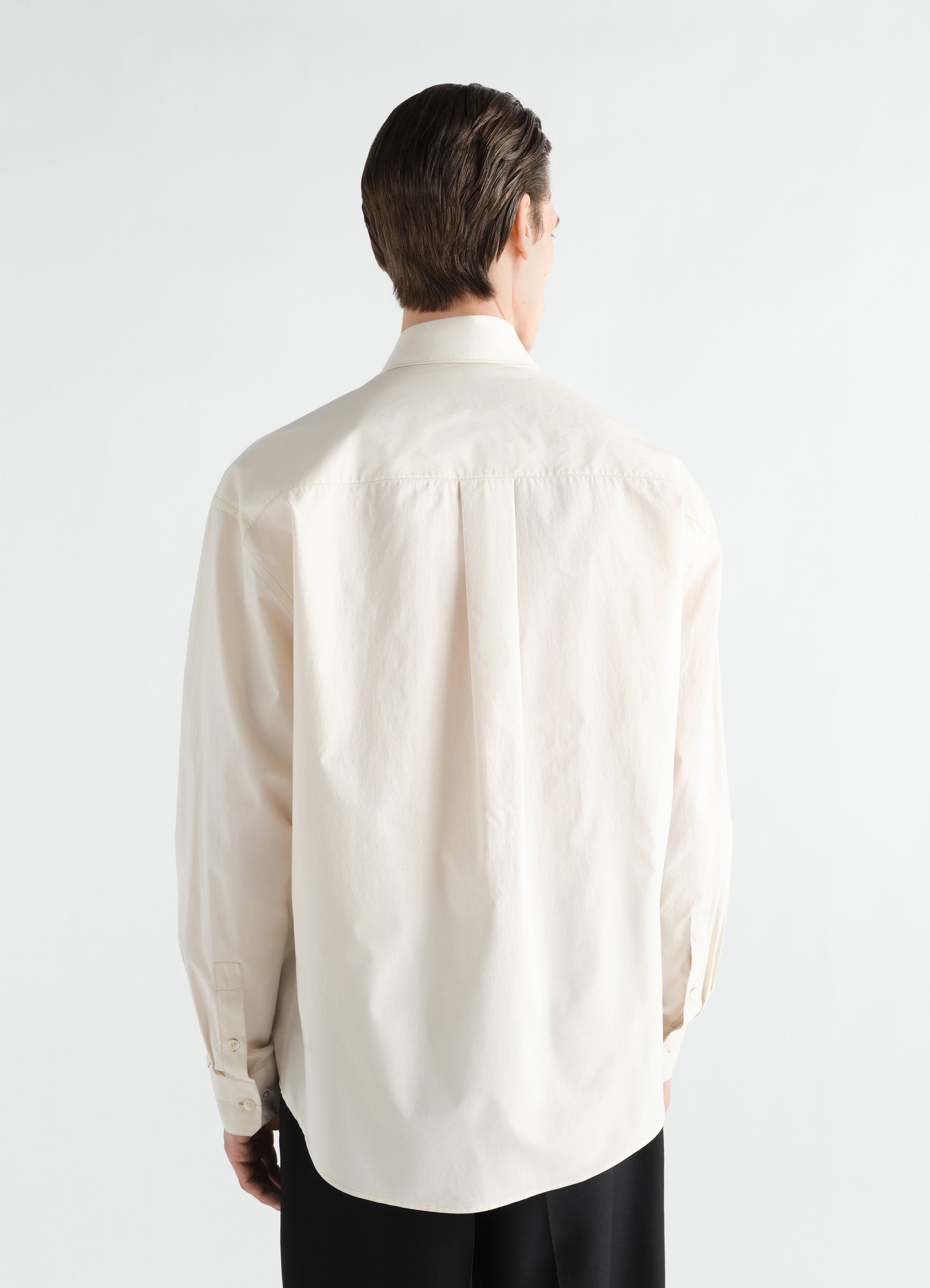 Regular shirt in off-white washed cotton silk lemaire back view worn by a model