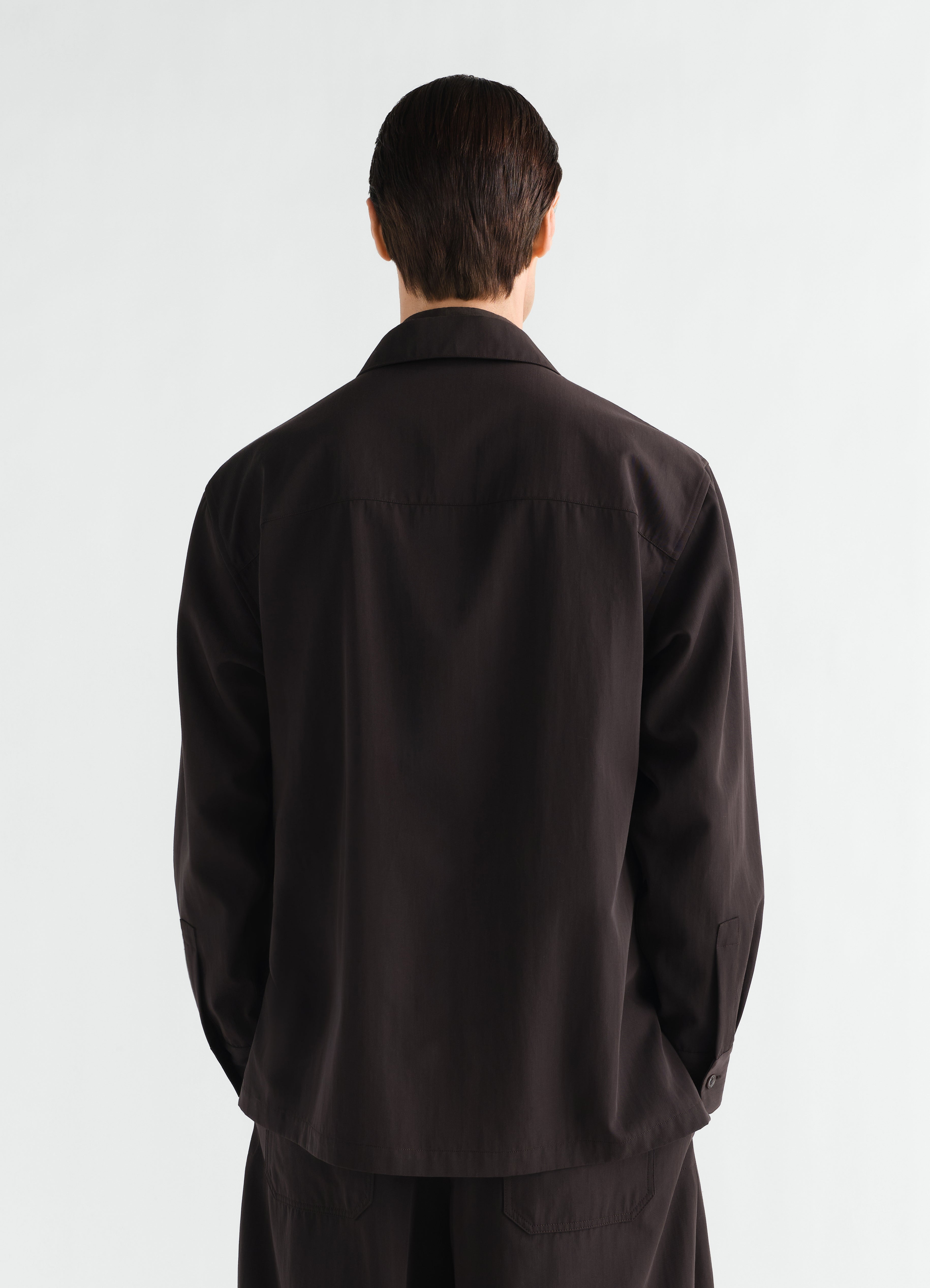 LIGHT OVERSHIRT IN WOOL GABARDINE - Moka - Wool Gabardine - Men