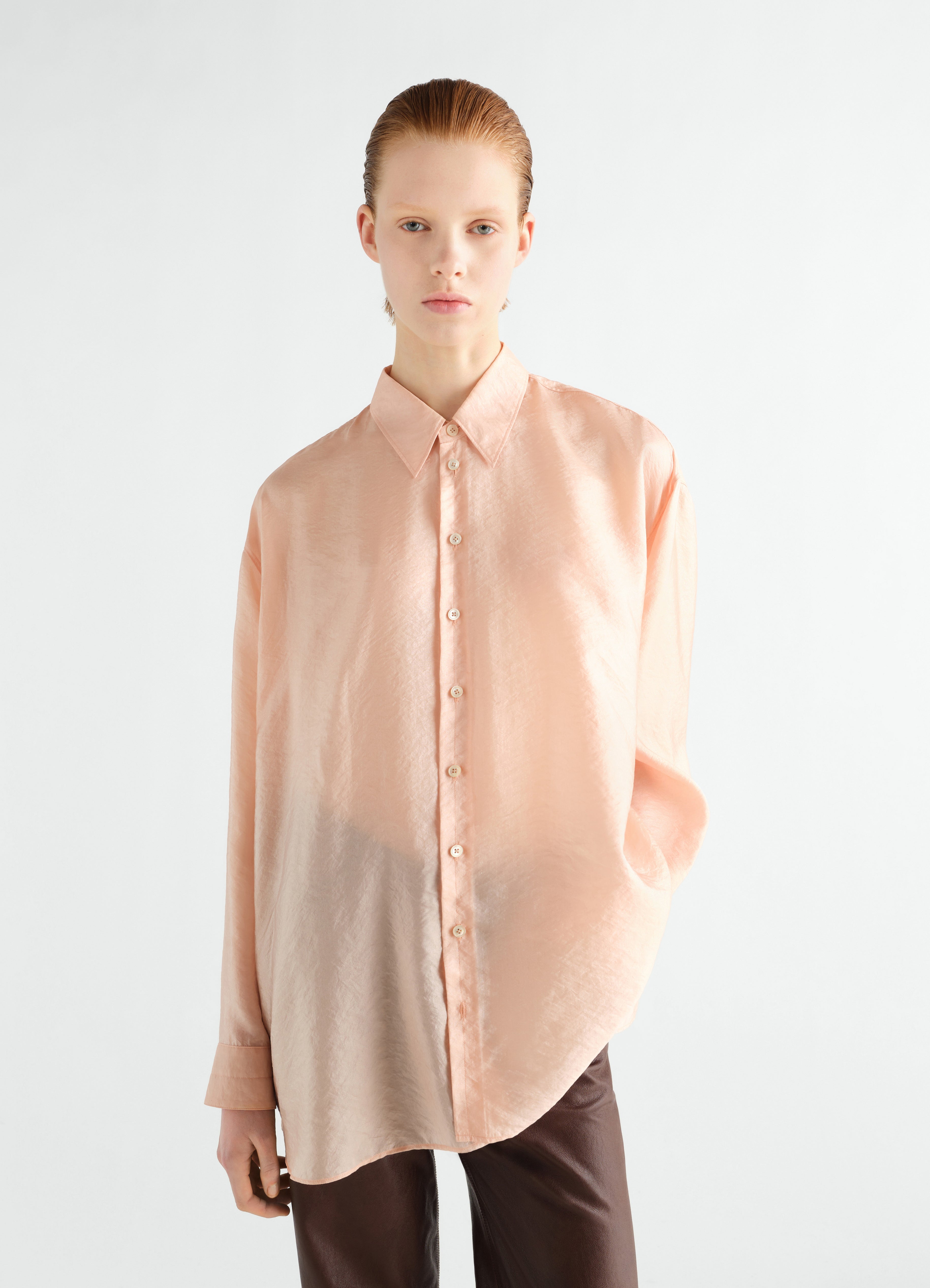 DRAPE SHIRT IN SHINY CUPRO