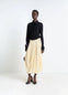 Balloon Skirt in Silk Crepe de Chine, model shot, Front view Midi flowing volume