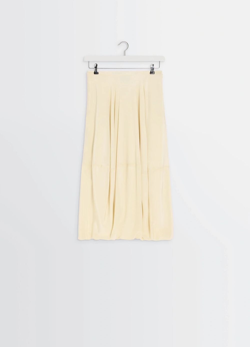 Balloon Skirt in Silk Crepe de Chine, product shot, top view gathered waistband
