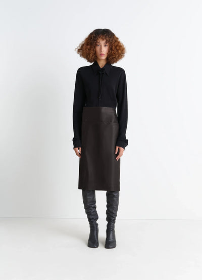 LEATHER WRAPOVER SKIRT