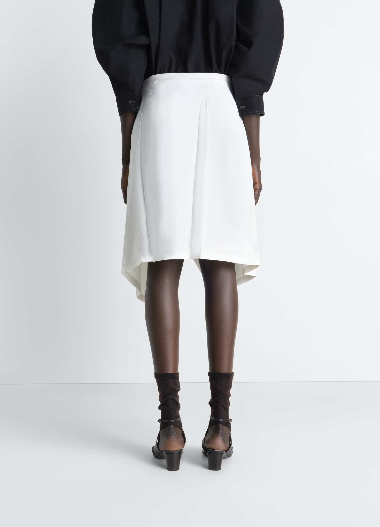 Creased foulard skirt in poly viscose twill