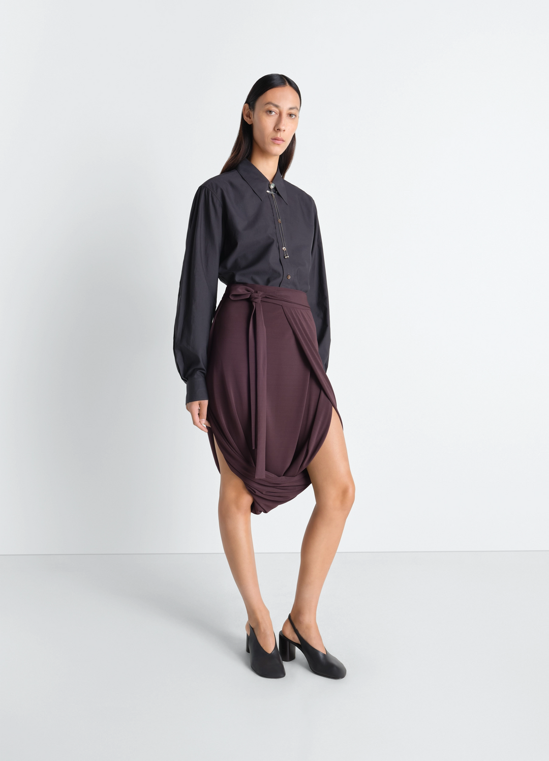 SOFT WRAP SKIRT IN VISCOSE CREPE JERSEY - Fig - Viscose Crepe