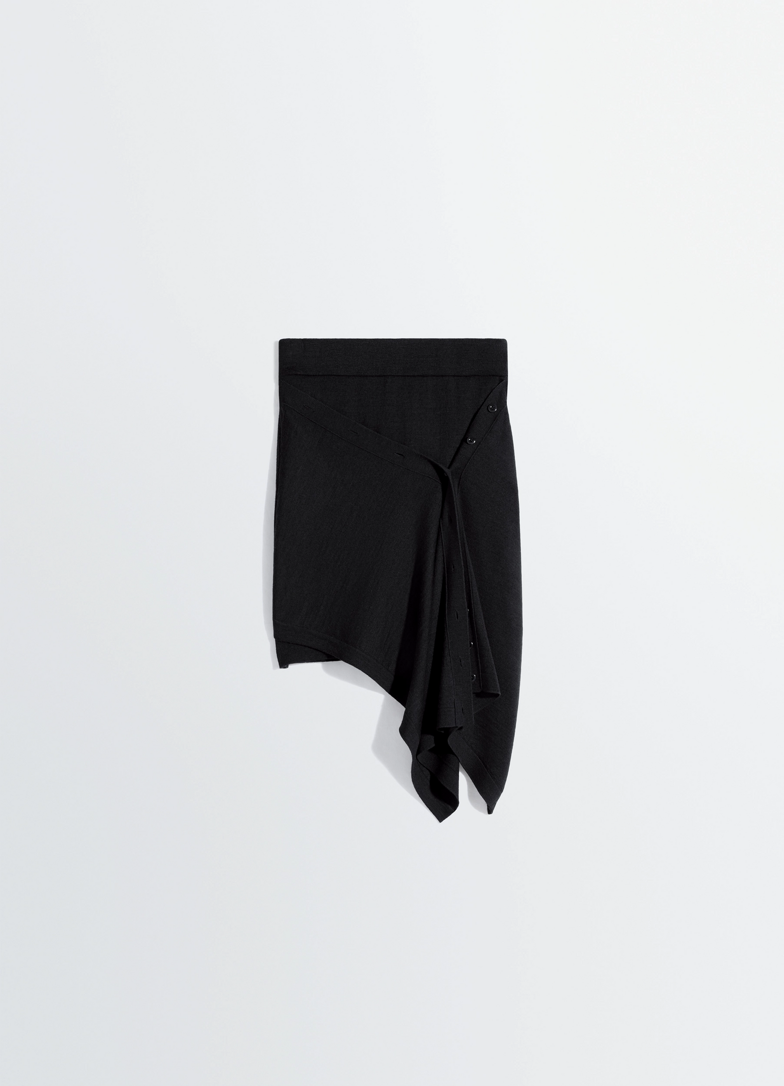 BUTTONED SKIRT IN MERINO BLEND - Black - Merino Blend - Women BUTTONED SKIRT IN MERINO BLEND - Black - Merino Blend - Women