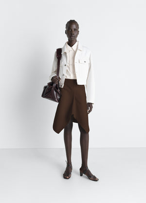 Asymmetric skirt in dyed broken twill