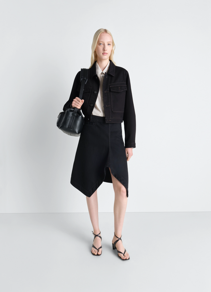 LEMAIRE 22AW ブラックスカート サイズ36 デニムのアシンメトリースカート - Black - ブラックデニム