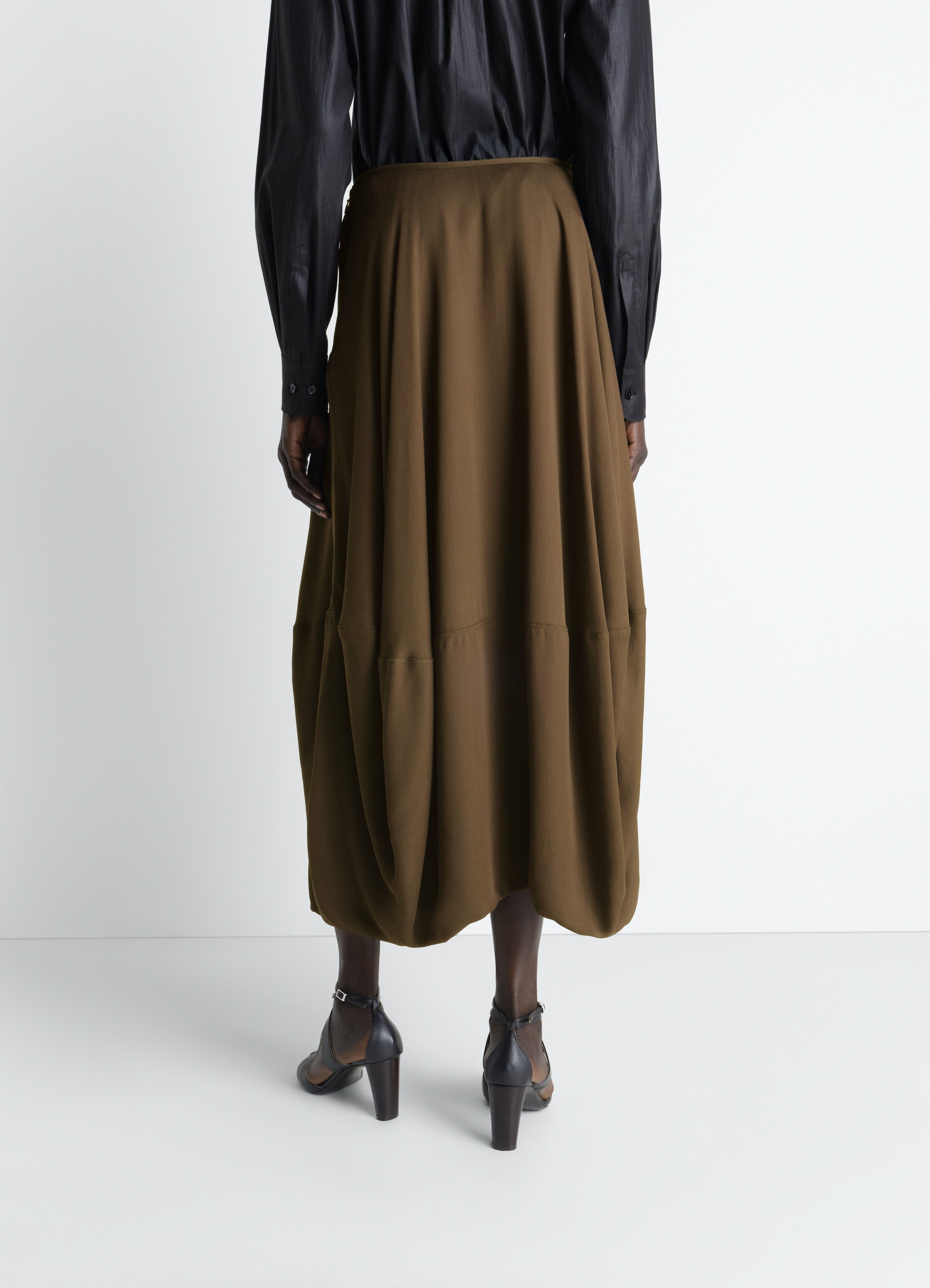 BALLOON SKIRT IN CREPE DE CHINE VISCOSE - Bronze - Crepe de Chine