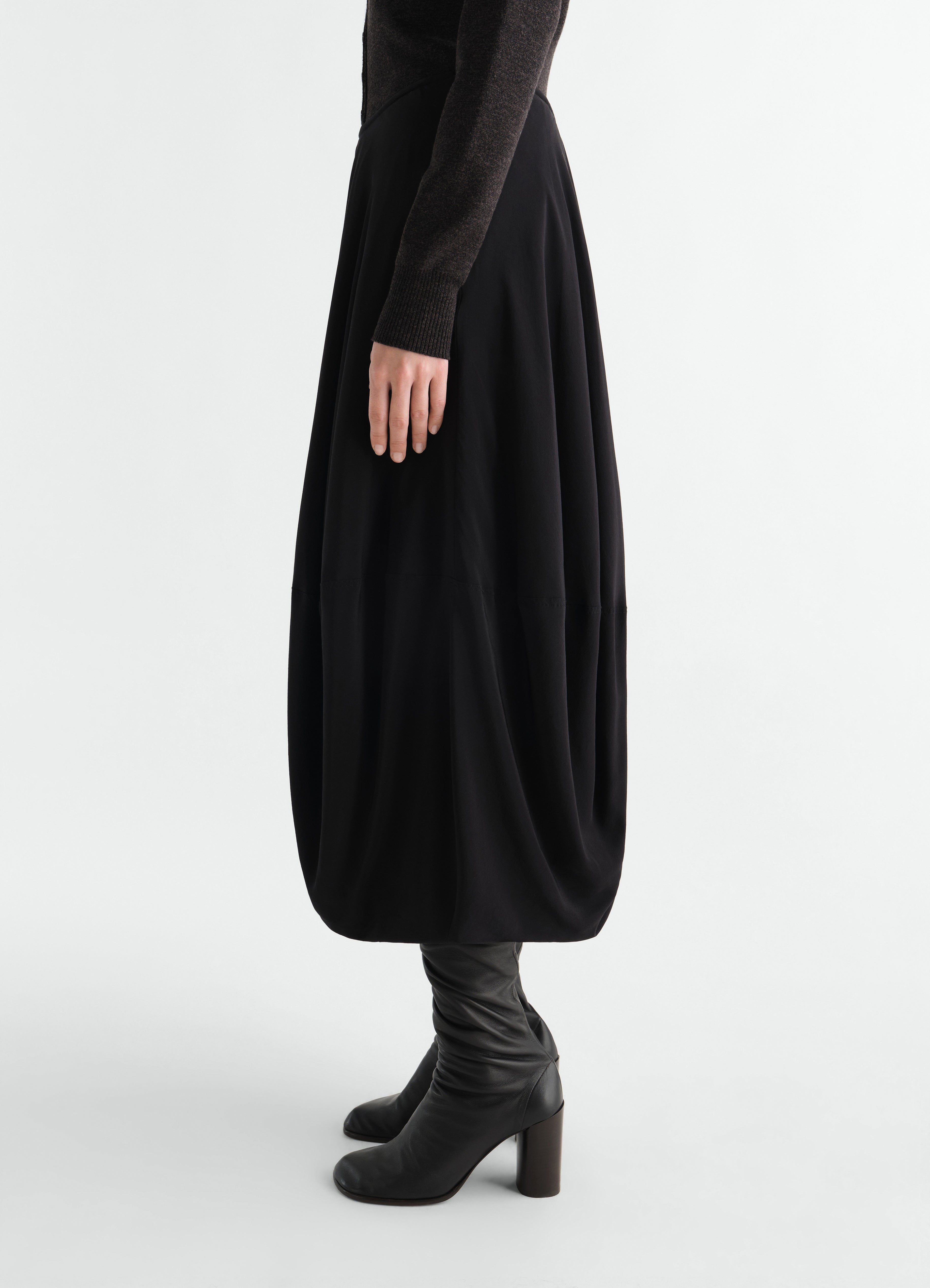 美品 LEMAIRE イタリア製 スリットスカート 36 ダークグレー デザイナースカート | LEMAIRE