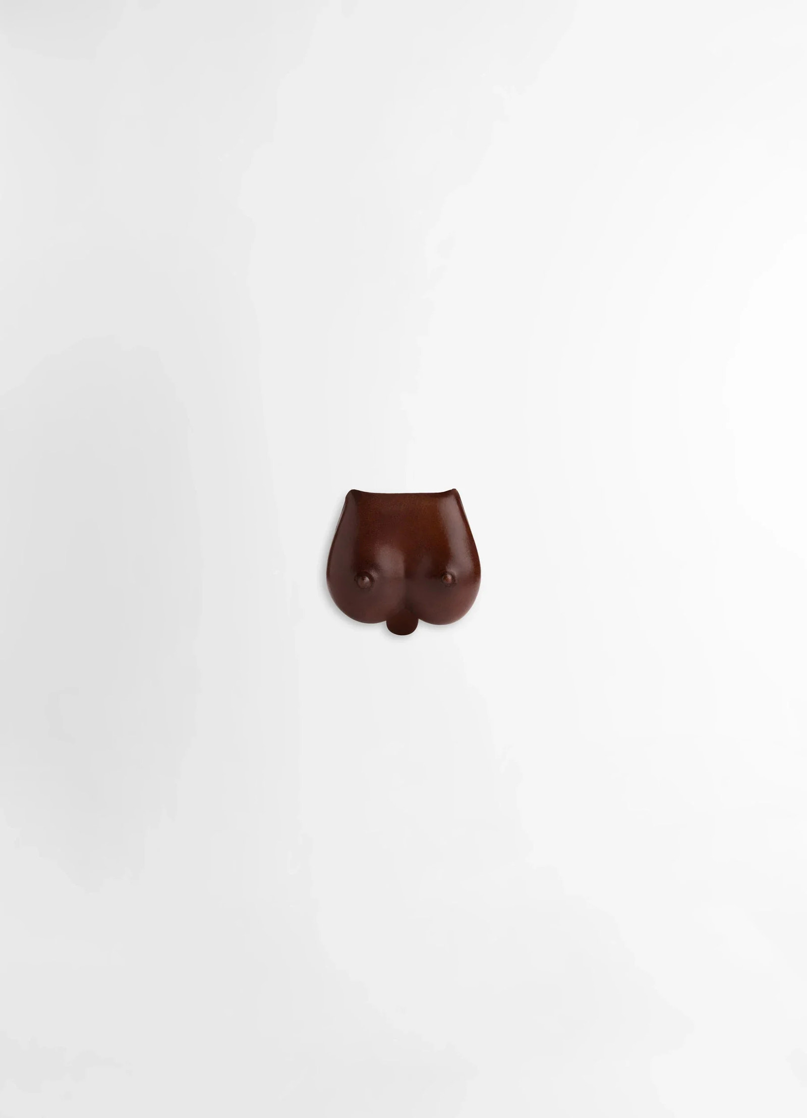 Carlos peñafiel breasts coin purse in smooth patina leather, product shot, front view voluptuous shape