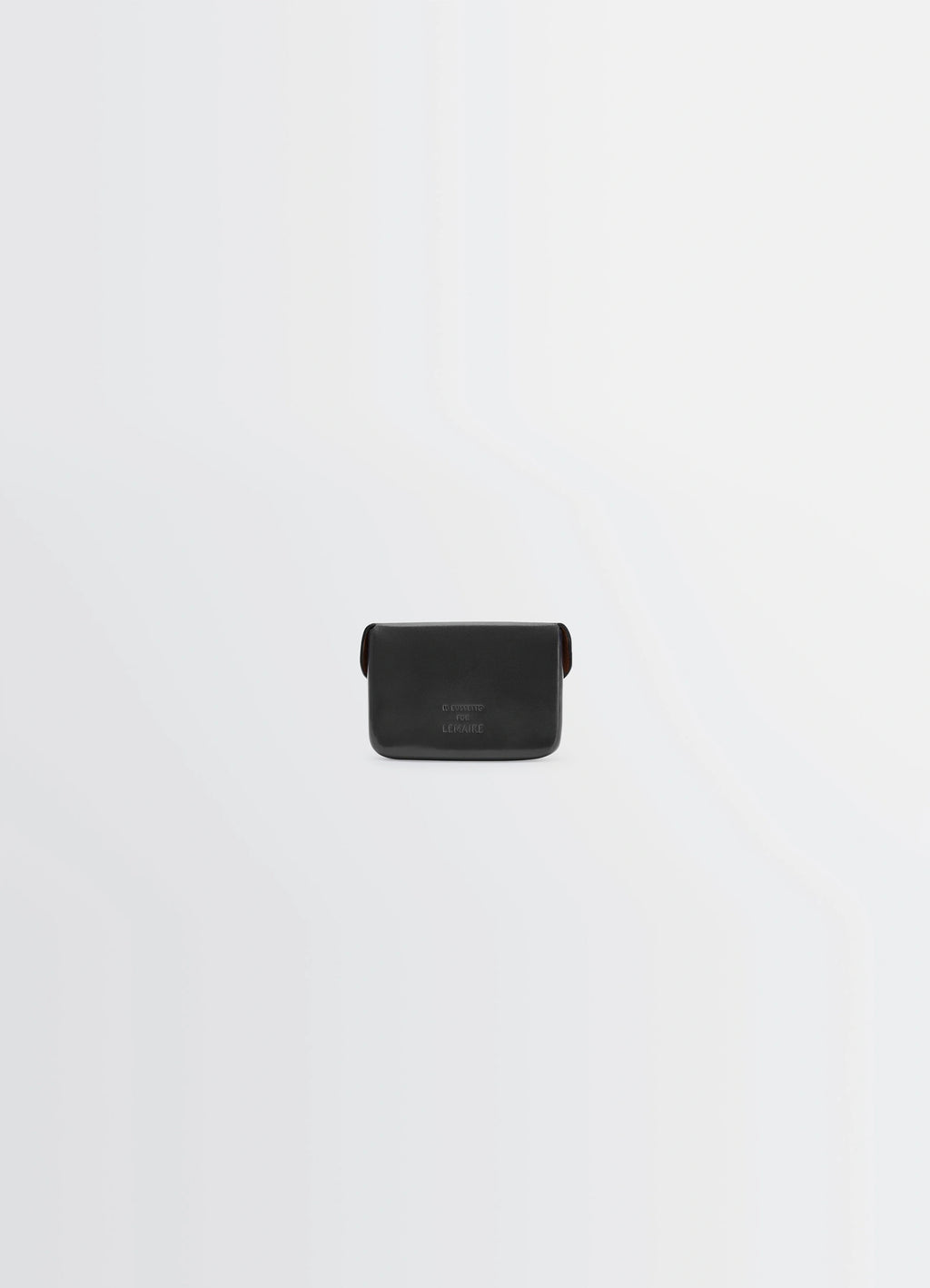 IL BUSSETTO FOR LEMAIRE CARD HOLDER in Black molded vegetable-tanned leath, product shot, back view minimalist rounded edges