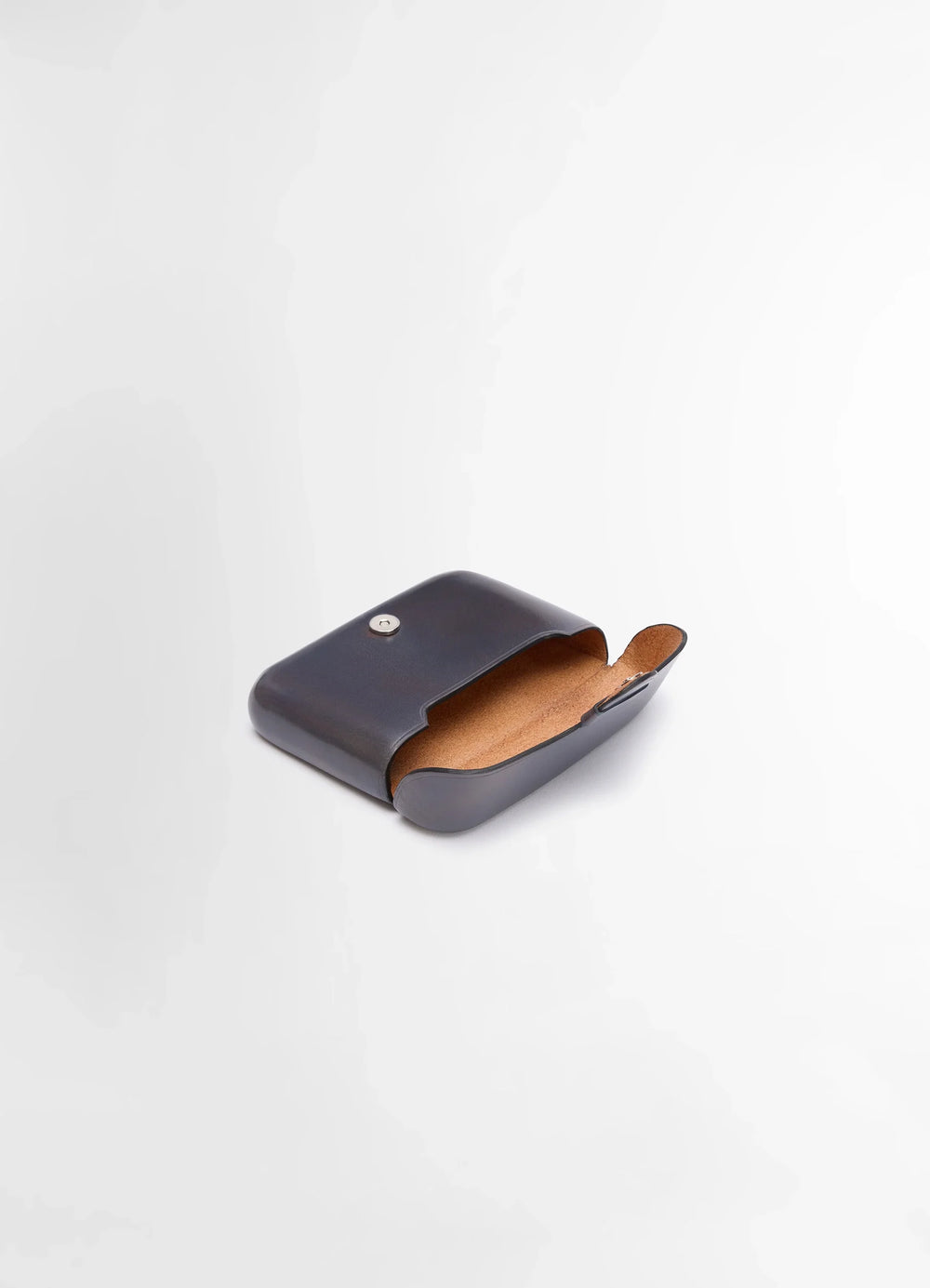 Il Bussetto for Lemaire Card Holder in Vegetable-tanned Cowhide, product shot, angled open view reveals interior suede
