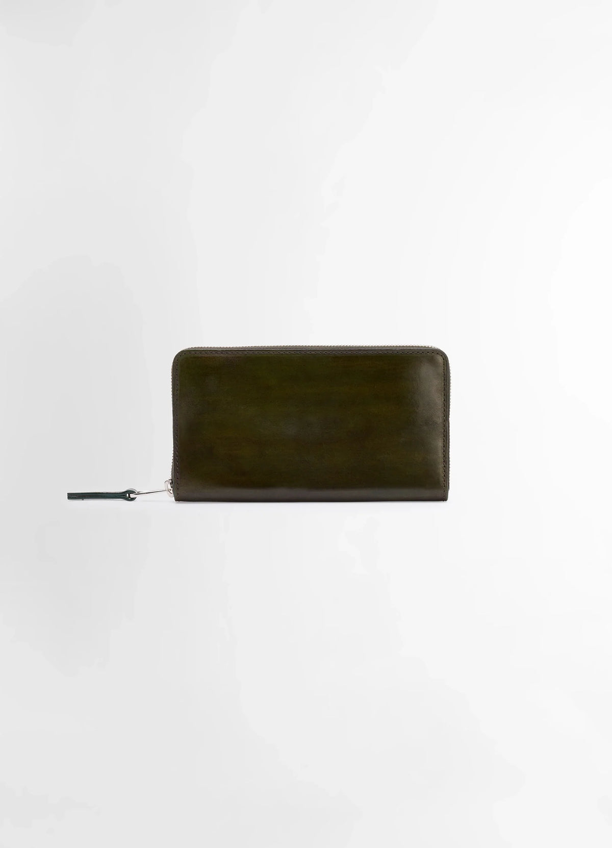 Lemaire Patina Zip Continental in Soft Black Leather, product shot, Front Side View Rectangular Wallet