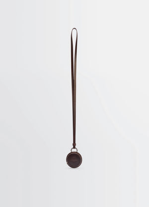 Lemaire Molded Tape Necklace in Patinated Silver LWG-certified Leat, product shot, Front view Sculptural lightweight design