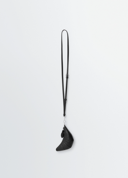 CROSS-BODY CROISSANT COIN PURSE - Black - Soft Grained Leather