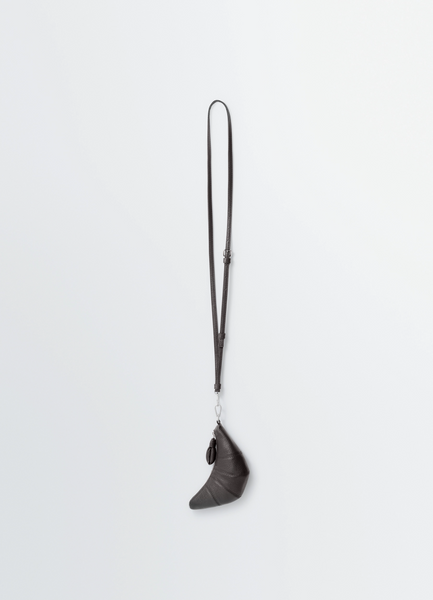 CROSS-BODY CROISSANT COIN PURSE - Dark Chocolate - Soft Grained