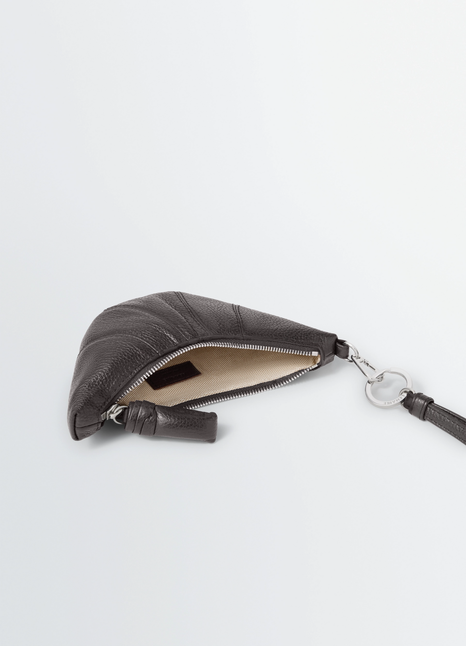 CROSS-BODY CROISSANT COIN PURSE IN LEATHER - Dark Chocolate - Soft CROSS-BODY CROISSANT COIN PURSE IN LEATHER - Dark Chocolate - Soft