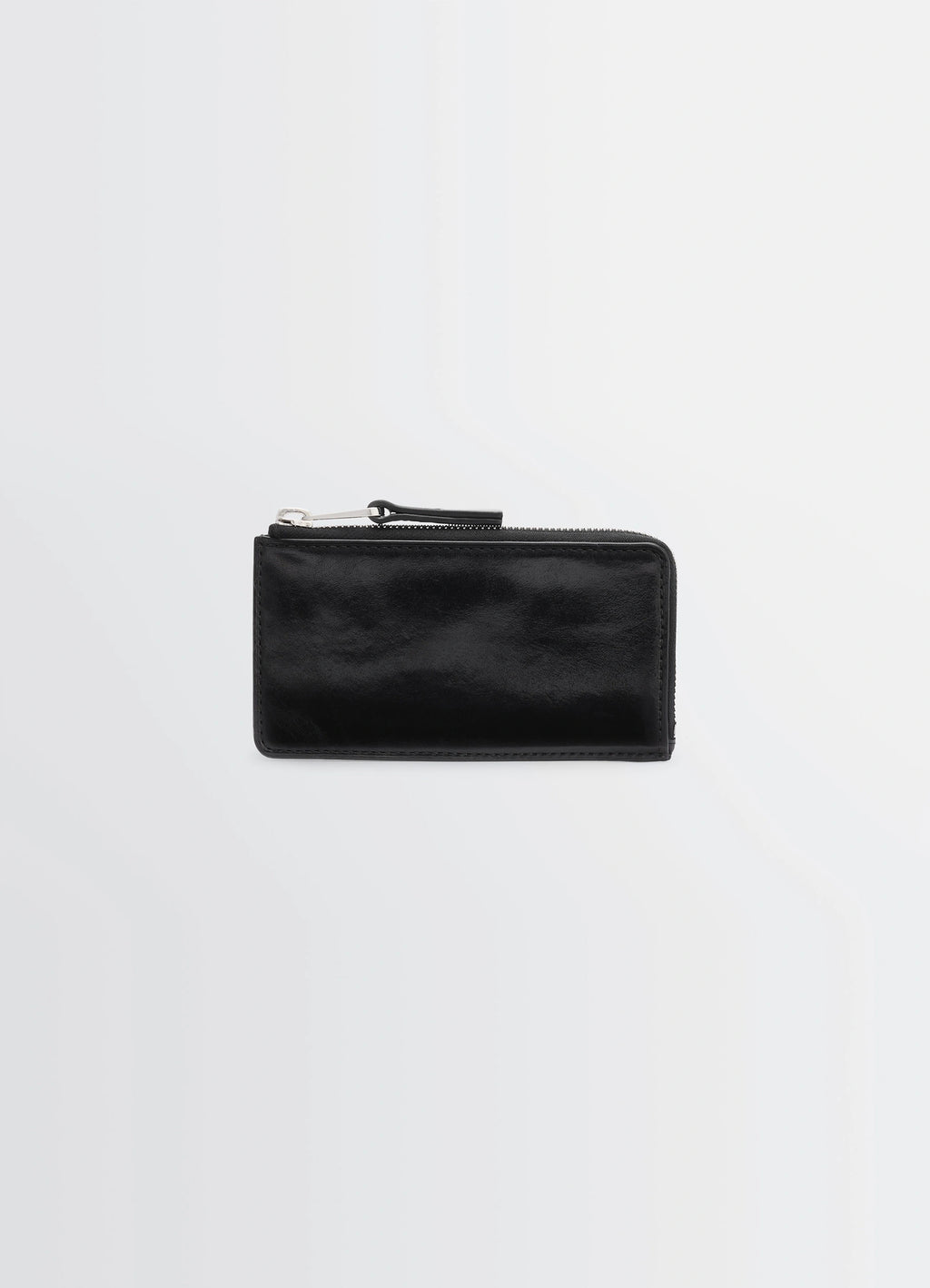 Patina Zip Coin Card Holder in Patinated Leather, product shot, Front View Rectangular Design