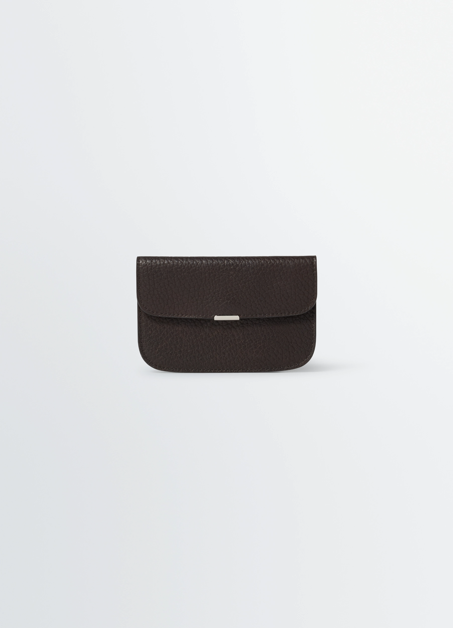 SOFT TAB CARD HOLDER COIN PURSE IN LEATHER - Dark Chocolate