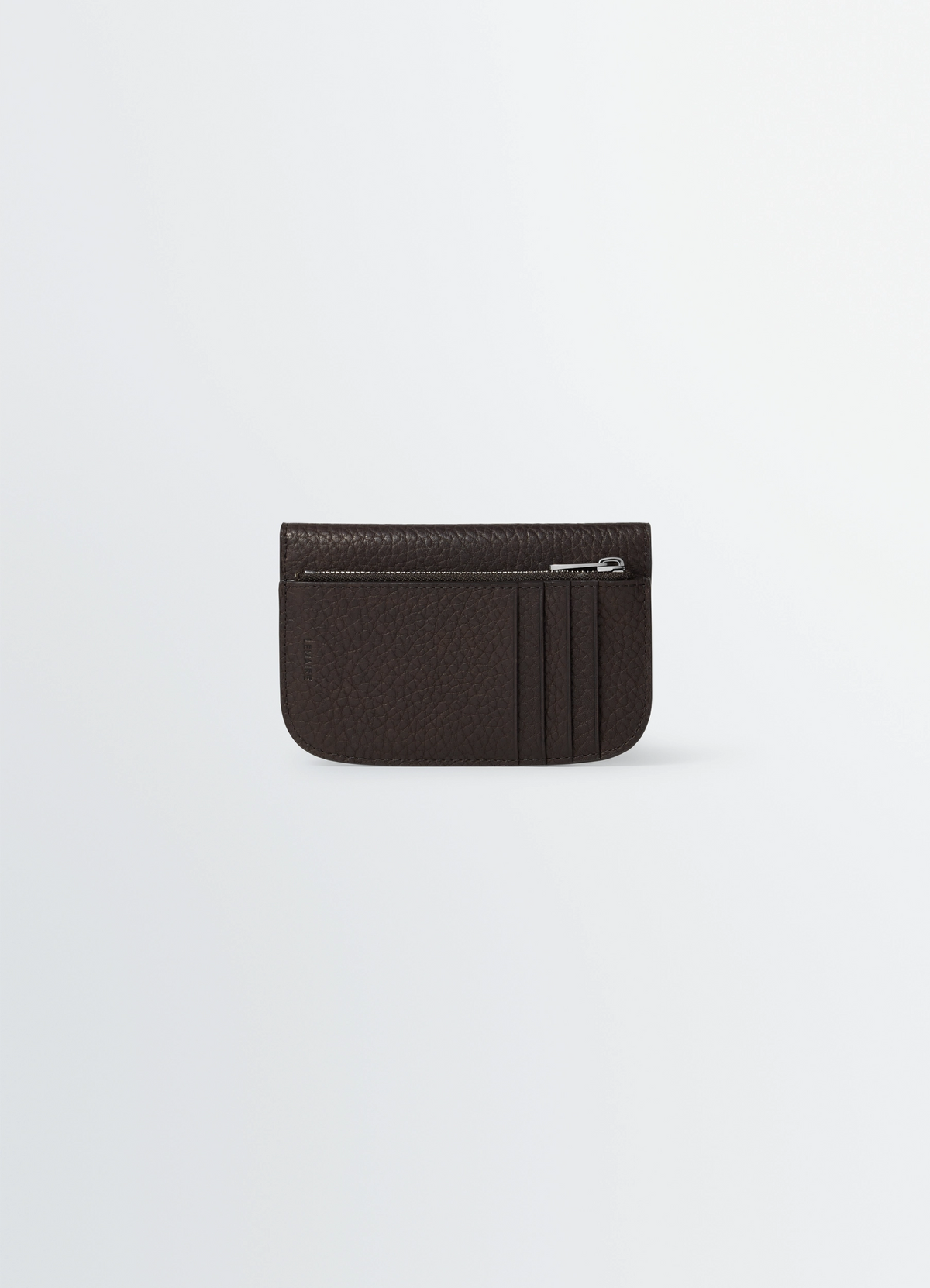 SOFT TAB CARD HOLDER COIN PURSE IN LEATHER - Dark Chocolate