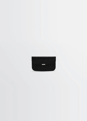 Lemaire Soft Tab Card Holder in Glossy Vegetable-Tanned Leather, product shot, Front view Compact design