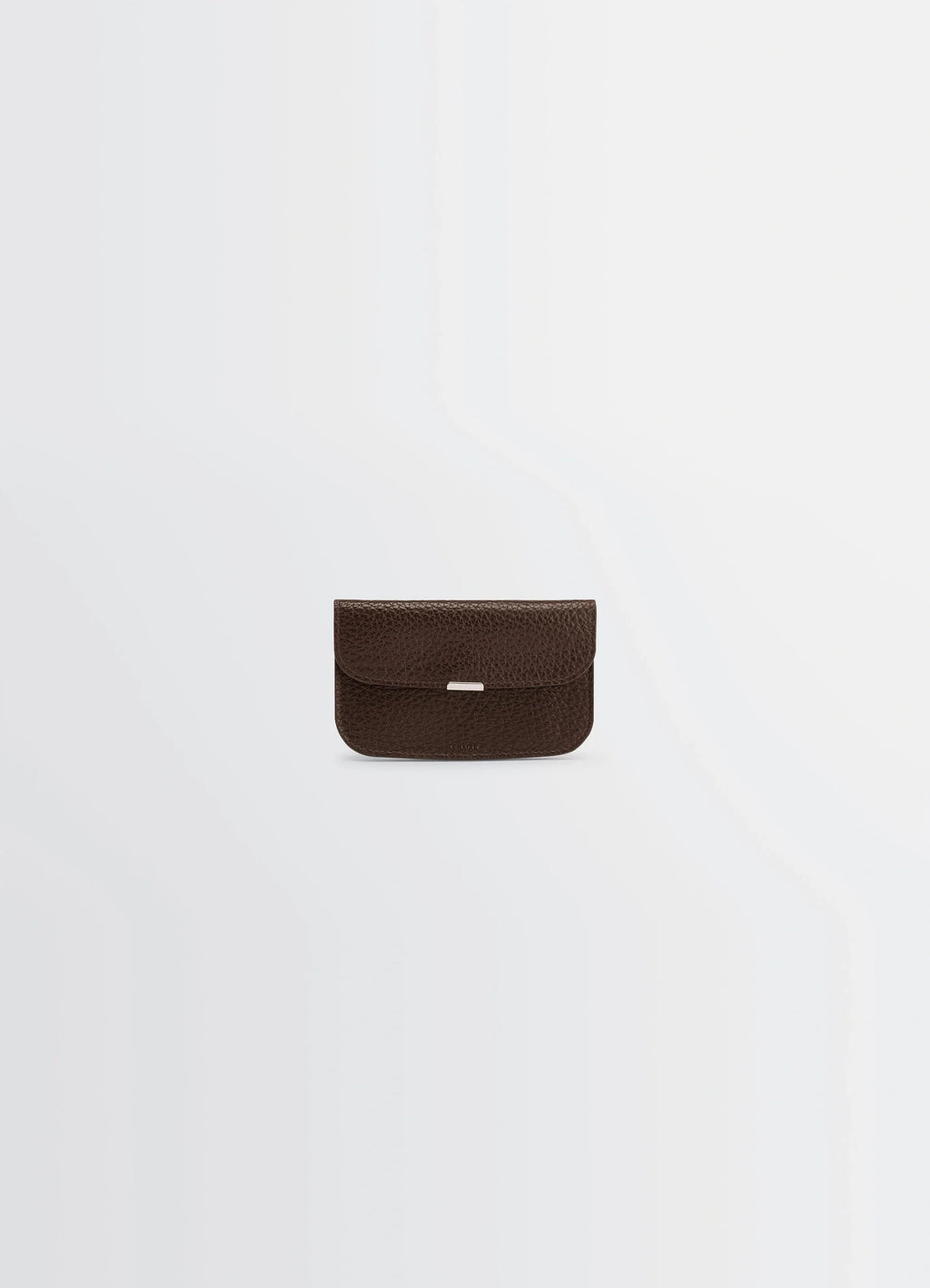 Soft Tab Card Holder Coin Purse in Grained Leather, product shot, Front view Textured appearance