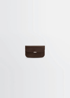 Soft Tab Card Holder Coin Purse in Grained Leather, product shot, Front view Textured appearance