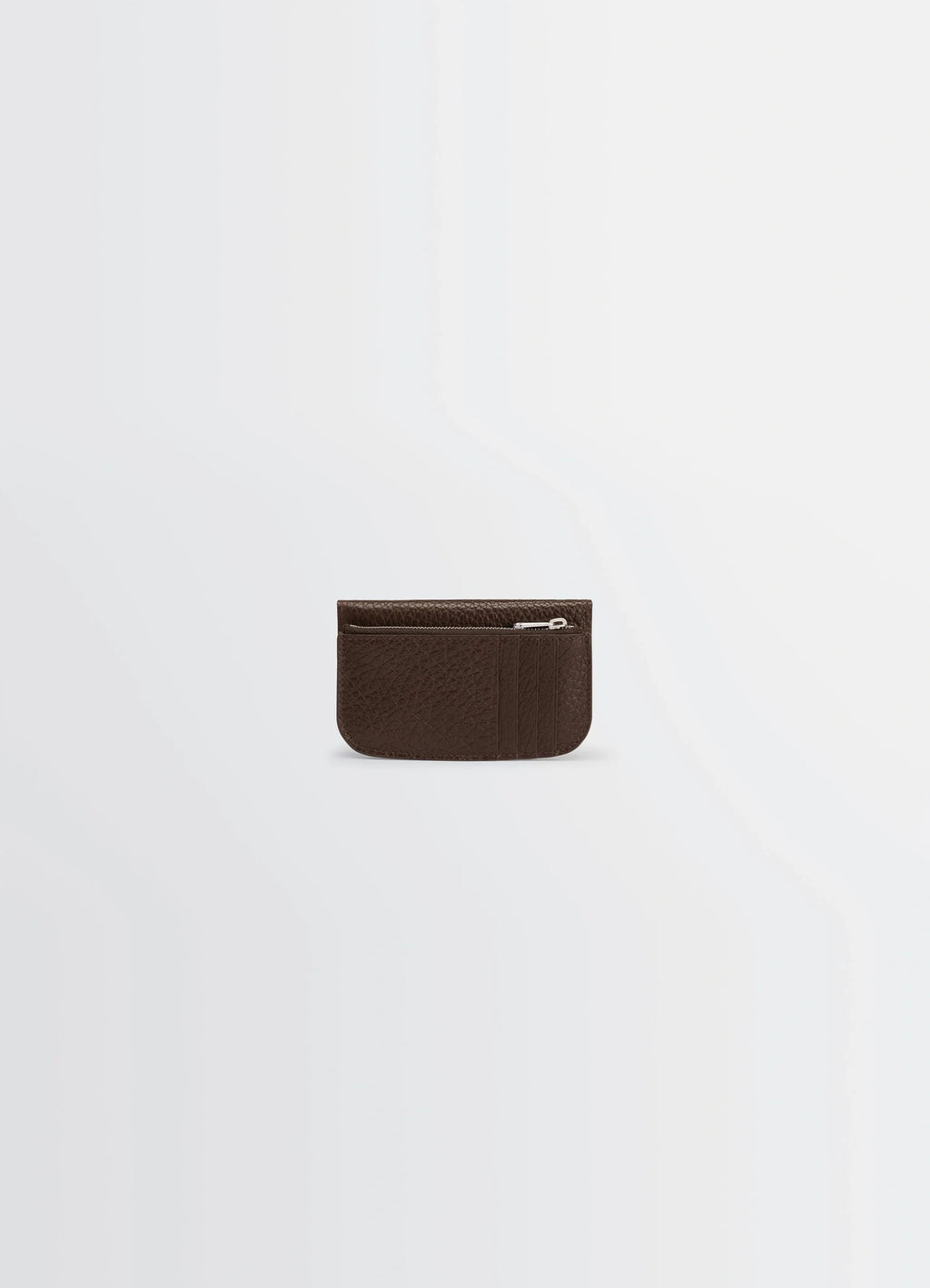 Soft Tab Card Holder Coin Purse in Grained Leather, product shot, back view compact design visible