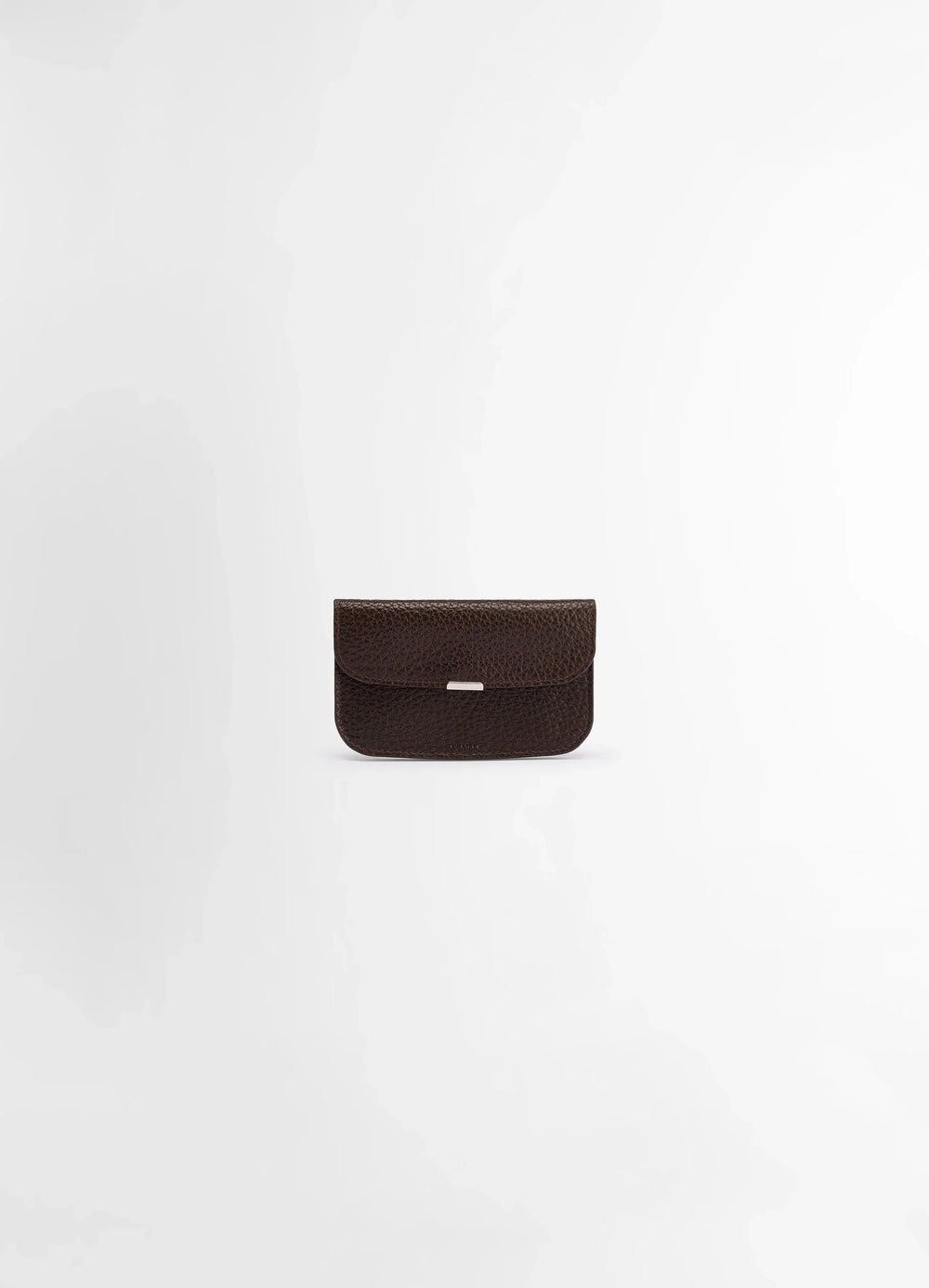 Soft Tab Card Holder Coin Purse in Large grained cow leather, product shot, Front view Unisex with snap closure