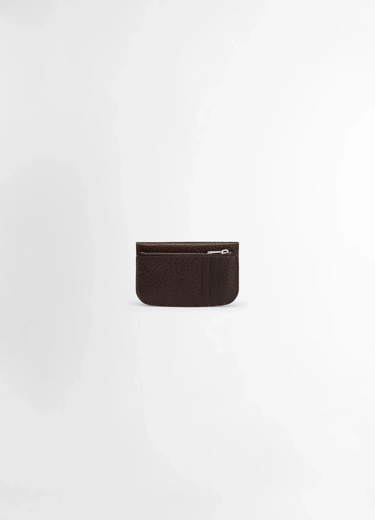 SOFT TAB CARD HOLDER COIN PURSE - Dark Brown - Grained Cow Leather