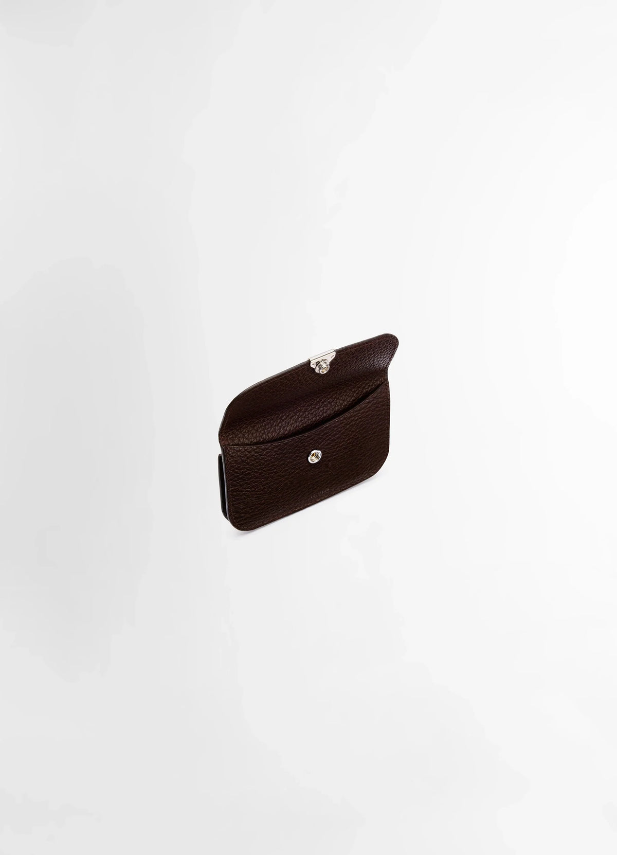 SOFT TAB CARD HOLDER COIN PURSE - Dark Brown - Grained Cow Leather