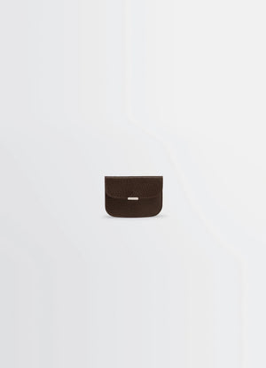 Soft Tab Card Holder in Grained Leather, product shot, Front View Textured Appearance