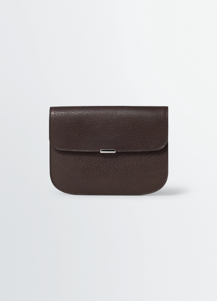 SOFT TAB WALLET IN LEATHER - Dark Chocolate - Grained Cow Leather