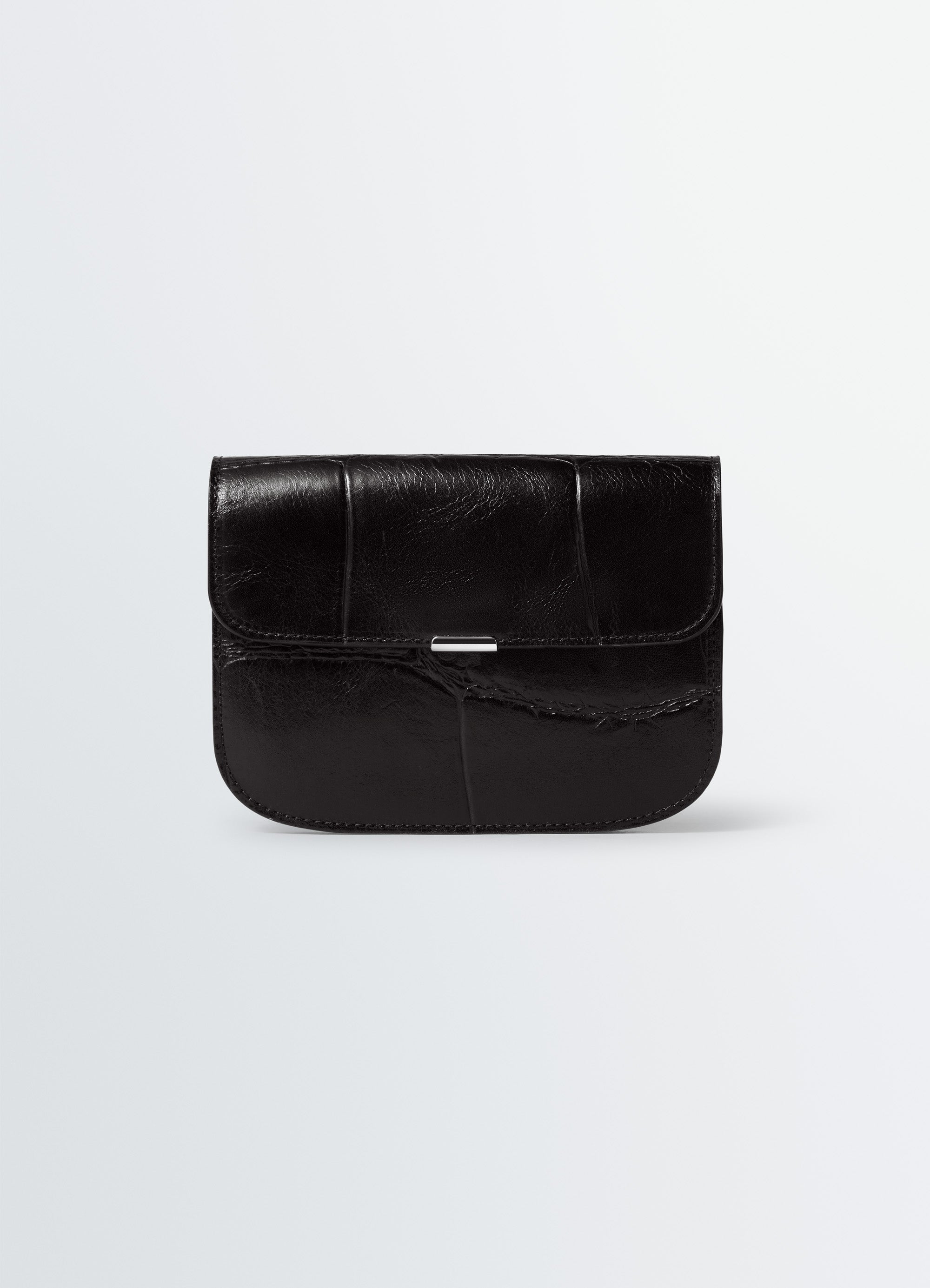 レザーウォレット　ブラック SOFT TAB レザーウォレット - Espresso - クロコ型押しレザー - ユニ