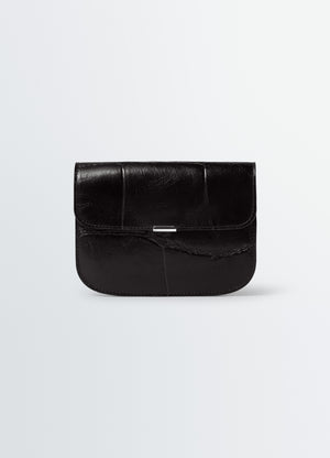 Soft tab wallet in croco-embossed leather, product shot, front view textured croco-emboss