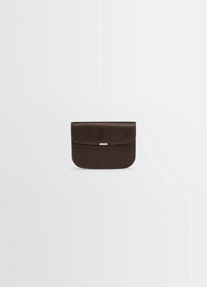 Lemaire Soft Tab Wallet in Grained Leather, product shot, Front view Textured finish