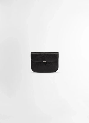 Lemaire Soft Tab Wallet in Large Grained Cow Leather, product shot, Front view Soft touch, snap closure
