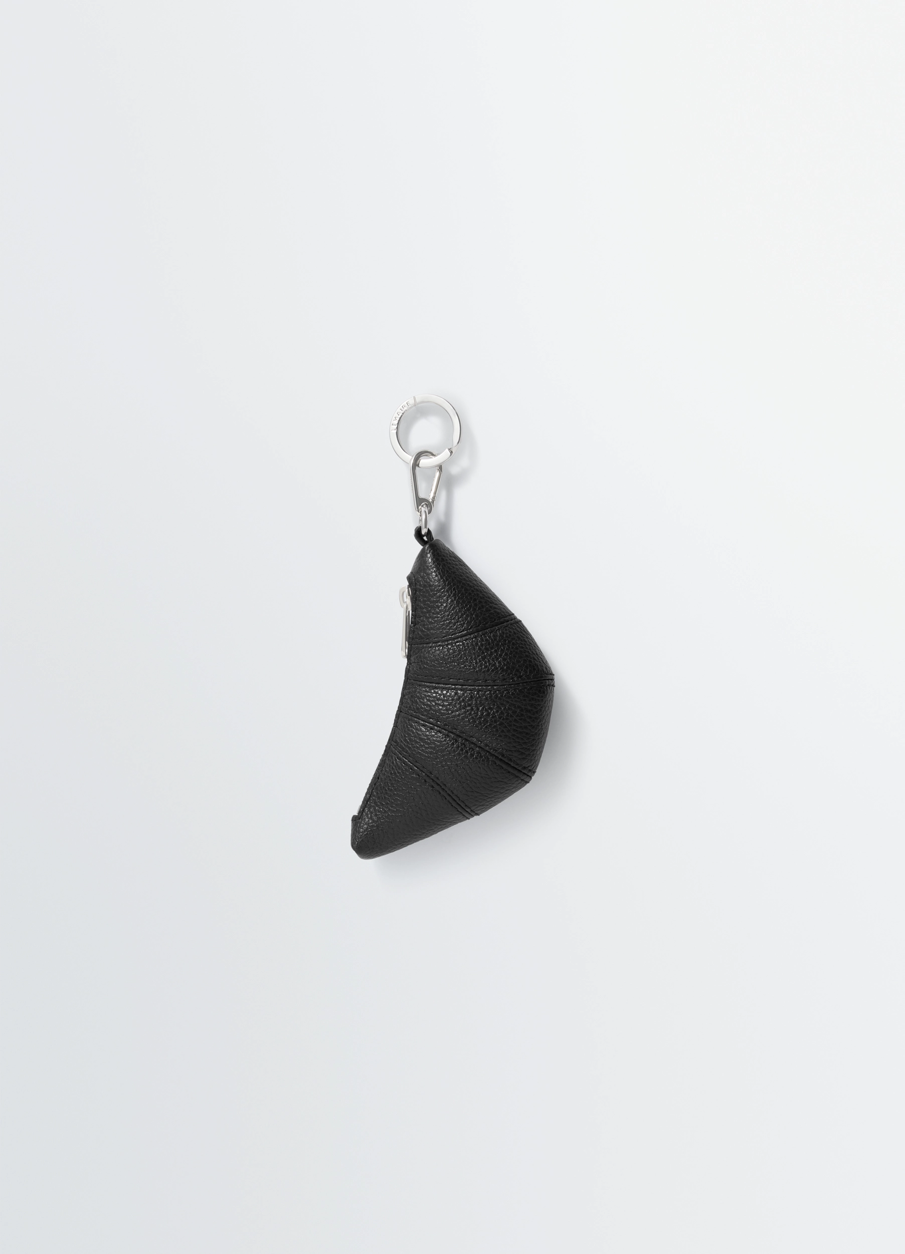 MINI CROISSANT KEYRING - Black - Soft Grained Leather - Unisex