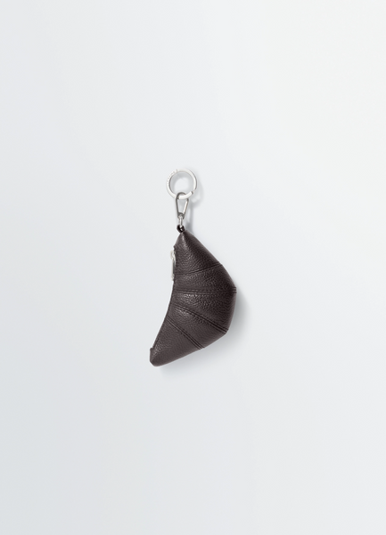 MINI CROISSANT KEYRING IN LEATHER - Dark Chocolate - Soft Grained