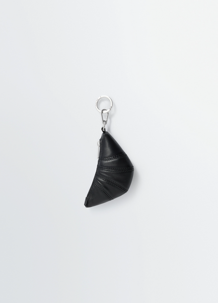 MINI CROISSANT KEYRING IN LEATHER - Black - Soft Nappa Leather