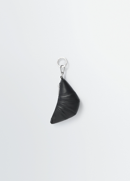 MINI CROISSANT KEYRING IN LEATHER - Dark Chocolate - Soft Nappa