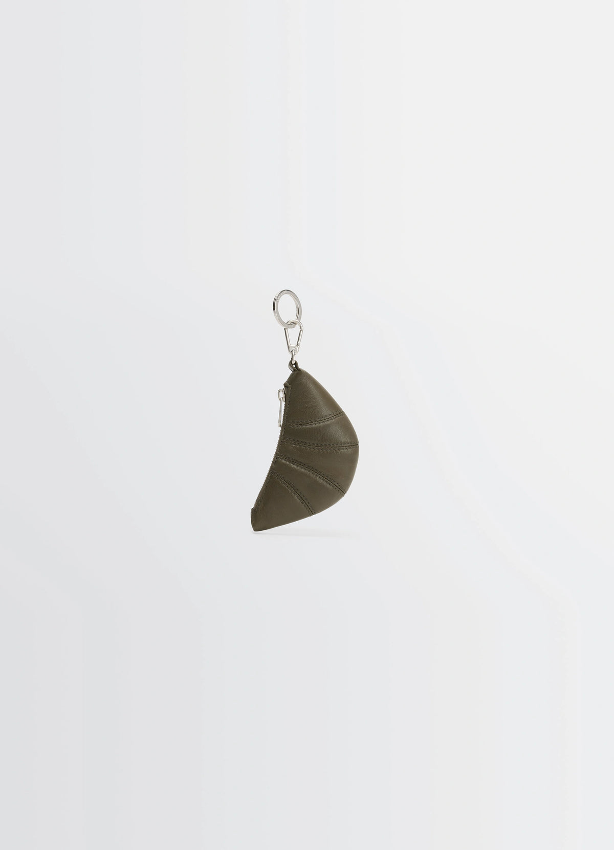 MINI CROISSANT KEYRING IN LEATHER - Dark Khaki - Soft Nappa MINI CROISSANT KEYRING IN LEATHER - Dark Khaki - Soft Nappa