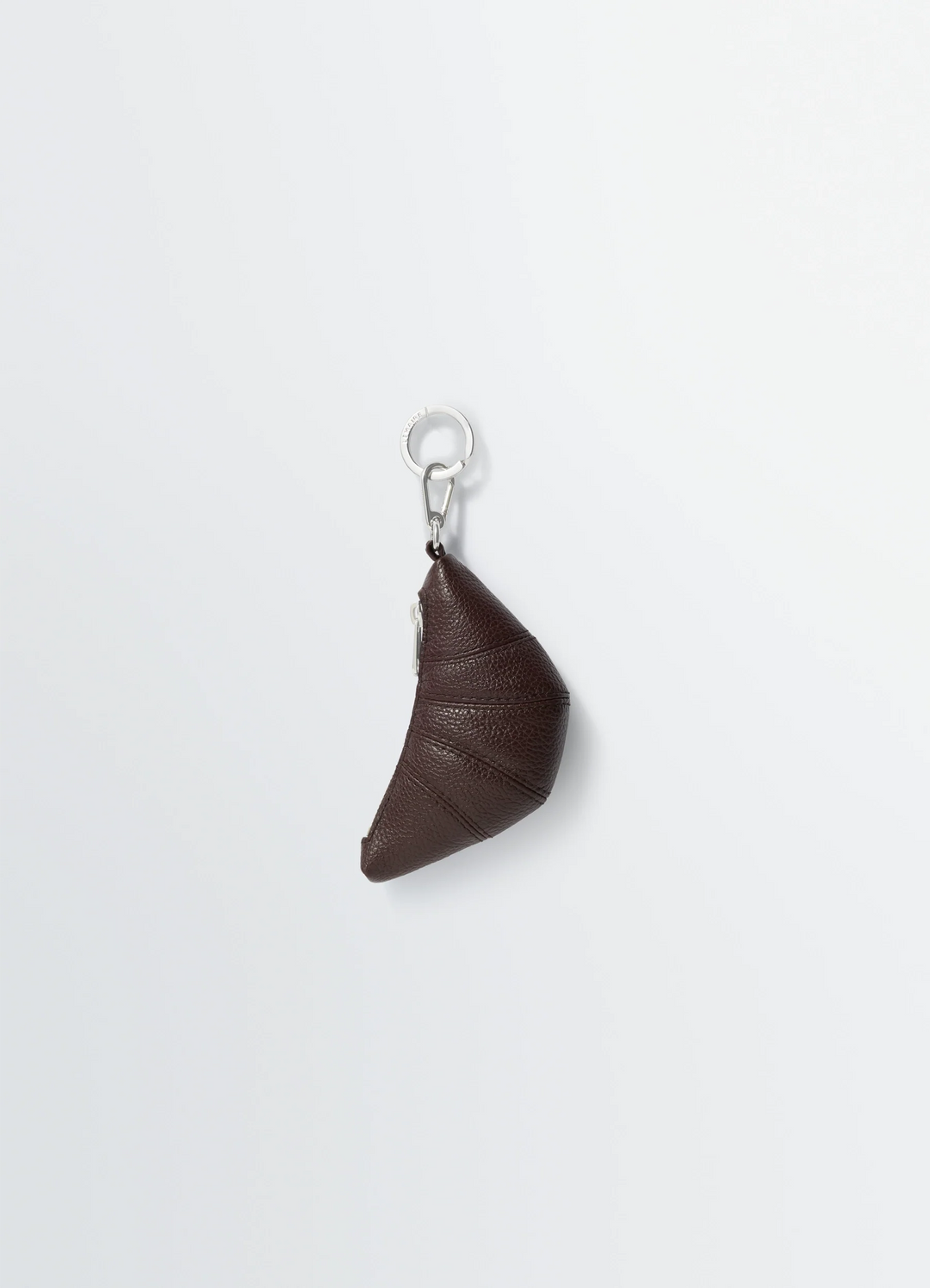 Mini Croissant Keyring in Grained Leather, product shot, Side view Folded half-moon shape