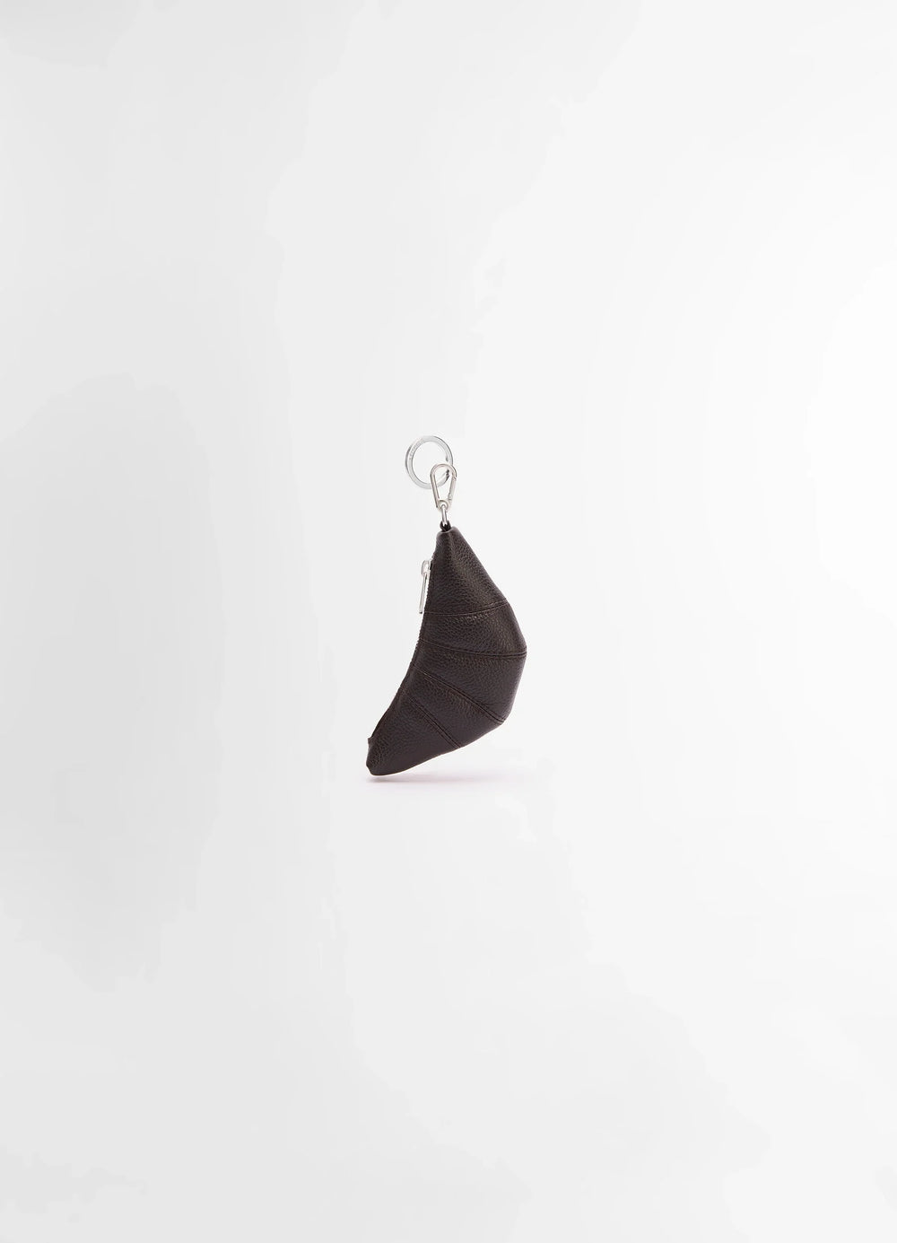 Mini Croissant Keyring in Grained Leather, product shot, Side view Folded half-moon