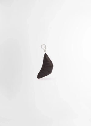 Mini Croissant Keyring in Grained Leather, product shot, Side view Folded half-moon