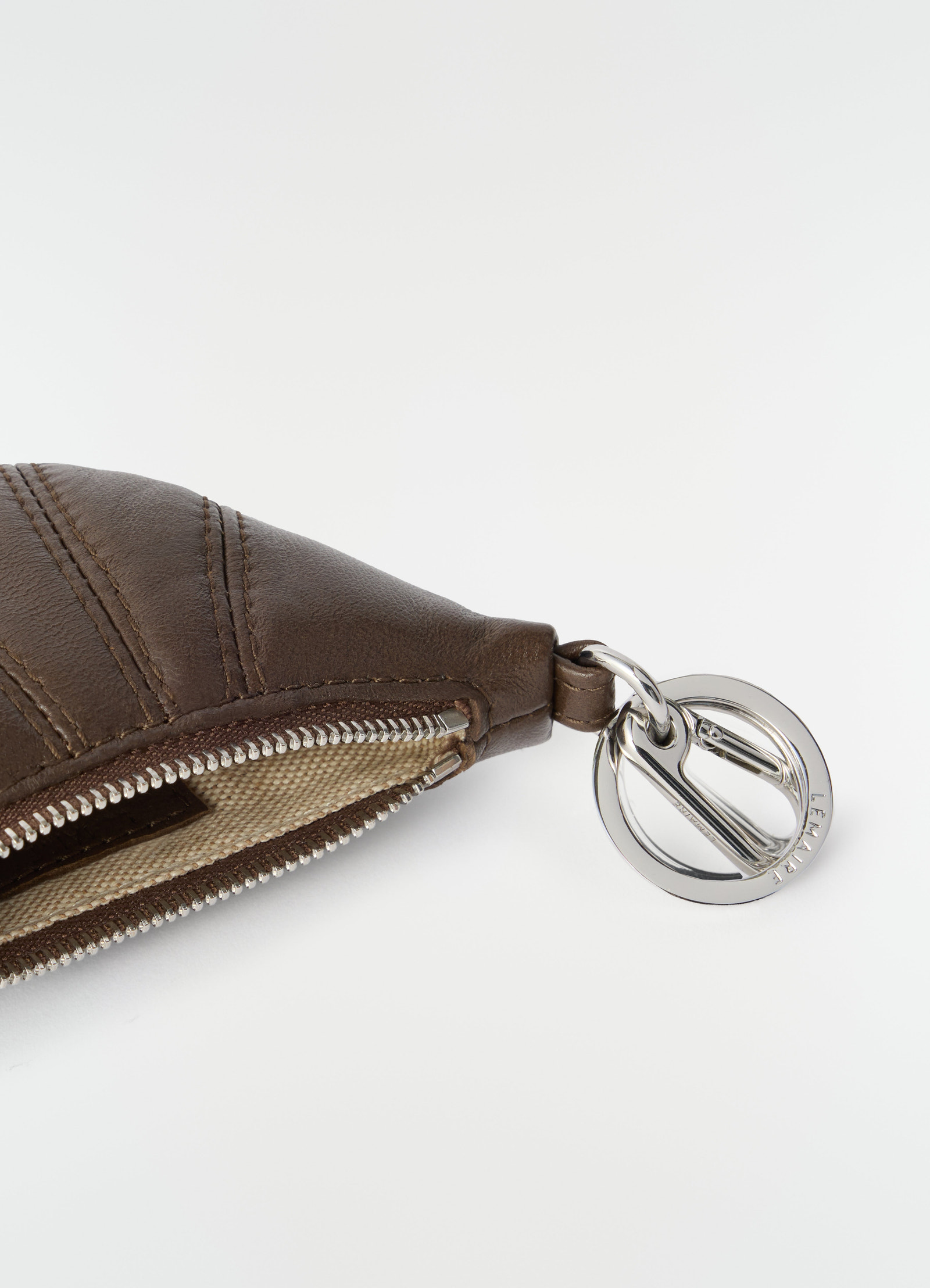 Mini croissant keyring in leather